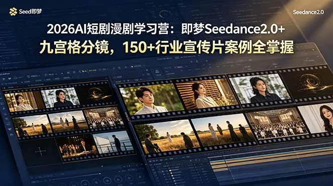 （19055期）2026AI短剧漫剧学习营：即梦Seedance2.0+九宫格分镜，150+行业宣传片案例全掌握-小优资源网