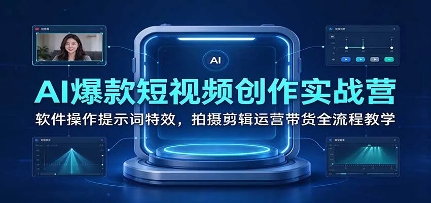 AI爆款短视频创作实战营:软件操作提示词特效,拍摄剪辑运营带货全流程教学 AI爆款短视频创作实战营:软件操作提示词特效,拍摄剪辑运营带货全流程教学