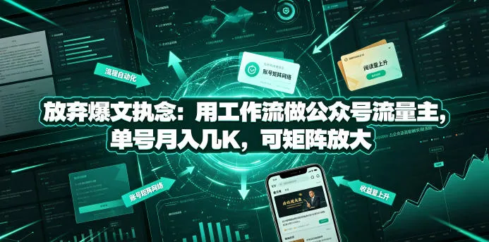 放弃爆文执念：用工作流做公众号流量主，单号月入几K，可矩阵放大-小优资源网