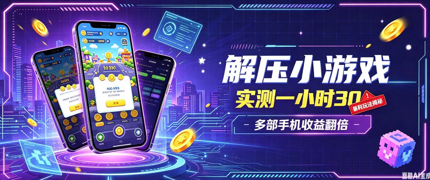 小游戏全流程玩法，实测一小时搞30，简单无脑解压，当天做当天就能看到进账，直接冲就行【揭秘】-小优资源网