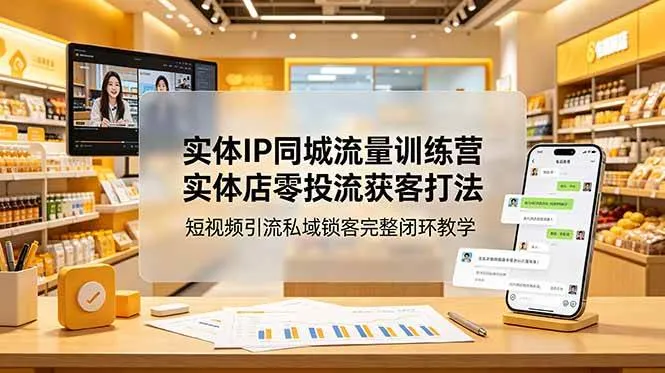 (18999期)实体IP同城流量训练营:实体店零投流获客打法,短视频引流私域锁客完整闭环教学-小优资源网