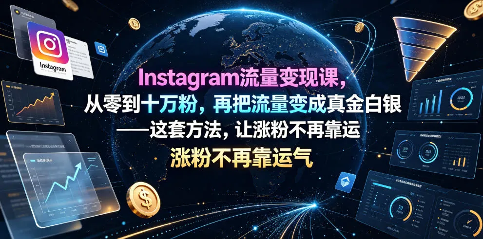 Instagram流量变现课，从零到十万粉，再把流量变成真金白银——这套方法，让涨粉不再靠运气【原创双语字幕】-小优资源网