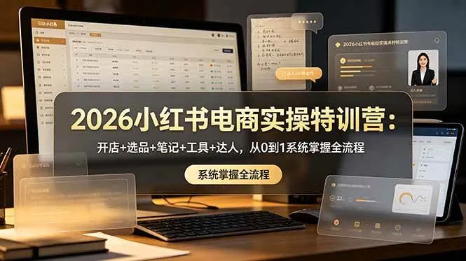 (18978期)2026小红书电商实操特训营:开店+选品+笔记+工具+达人,从0到1系统掌握全流程-小优资源网