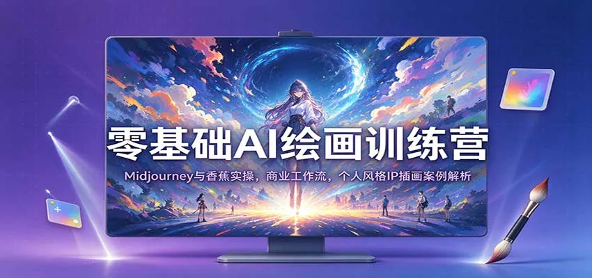 零基础AI绘画训练营:Midjourney与香蕉实操,商业工作流,个人风格IP插画案例解析-小优资源网