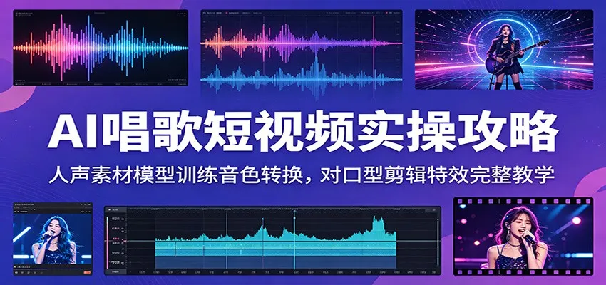 AI唱歌短视频实操攻略：人声素材模型训练音色转换，对口型剪辑特效完整教学-小优资源网