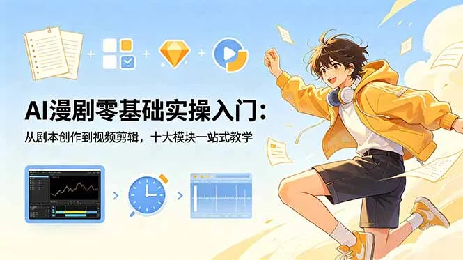 AI漫剧零基础实操入门:从剧本创作到视频剪辑,十大模块一站式教学-小优资源网