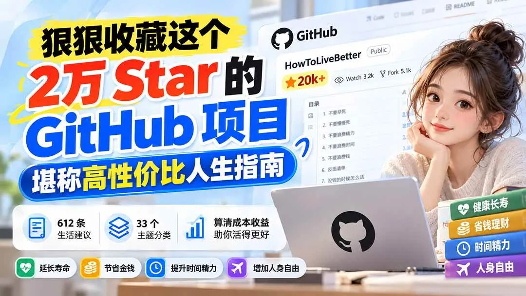 (20726期)狠狠收藏这个 2 万 Star 的 GitHub 项目,堪称高性价比人生指南。-小优资源网
