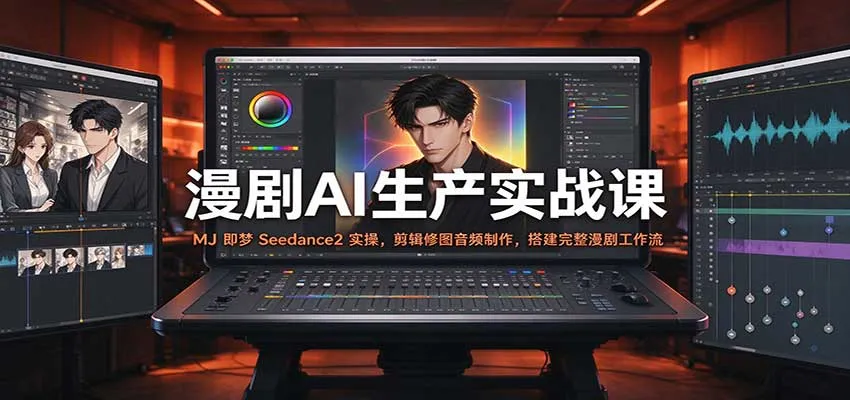 漫剧AI生产实战课：MJ 即梦 Seedance2 实操，剪辑修图音频制作，搭建完整漫剧工作流-小优资源网