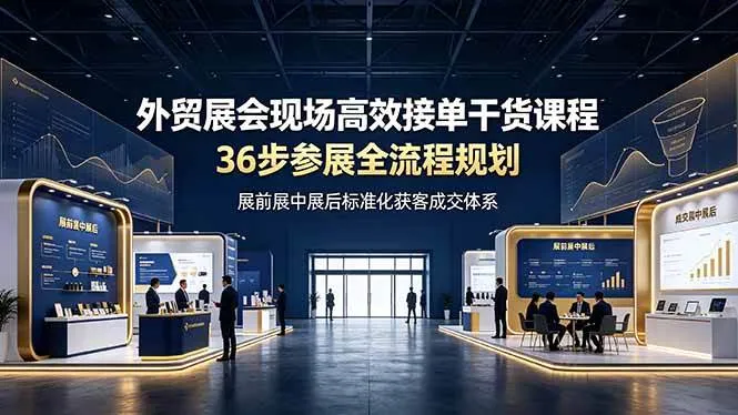 (19157期)外贸展会现场高效接单干货课程,36步参展全流程规划,展前展中展后标准化获客成交体系-小优资源网