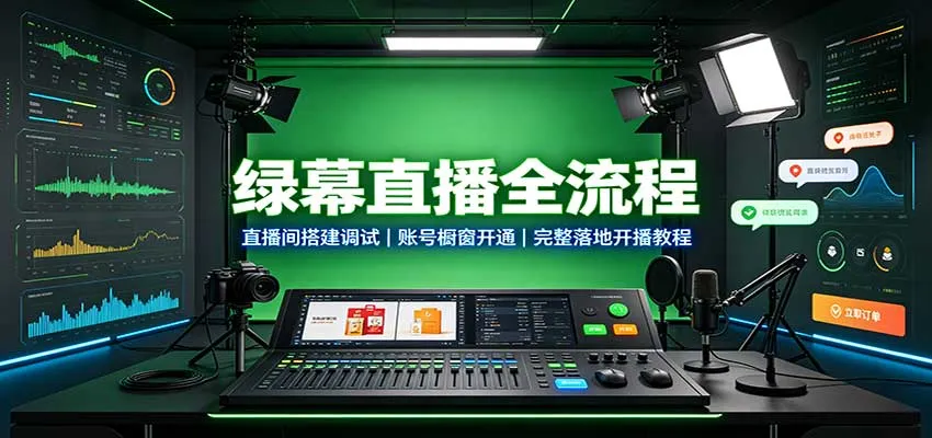 绿幕直播全流程：直播间搭建调试，账号橱窗开通，完整落地开播教程-小优资源网