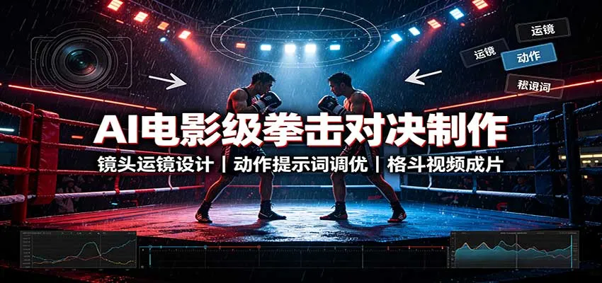 AI电影级拳击对决制作:镜头运镜设计,动作提示词调优,格斗视频成片-小优资源网