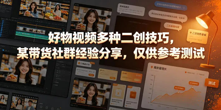 好物视频多种二创技巧，某带货社群经验分享，仅供参考测试-小优资源网