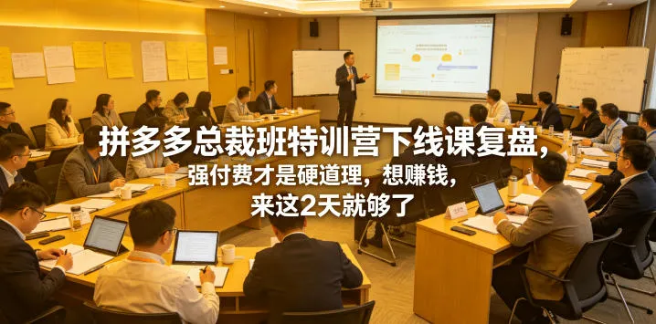 拼多多总裁班特训营下线课复盘,强付费才是硬道理,想賺钱,来这2天就够了-小优资源网