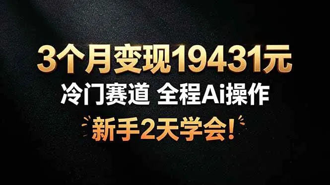（19096期）3个月变现19431元，冷门赛道 全程Ai操作，新手2天学会！-小优资源网