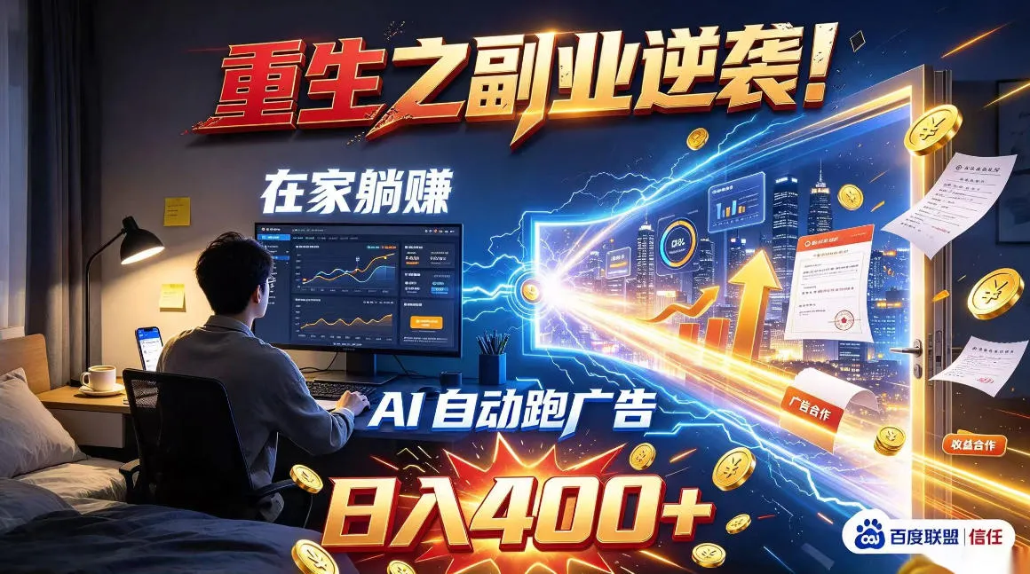 重生之副业逆袭!在家躺赚AI自动跑广告日入400+,无需人工操作【揭秘】-小优资源网