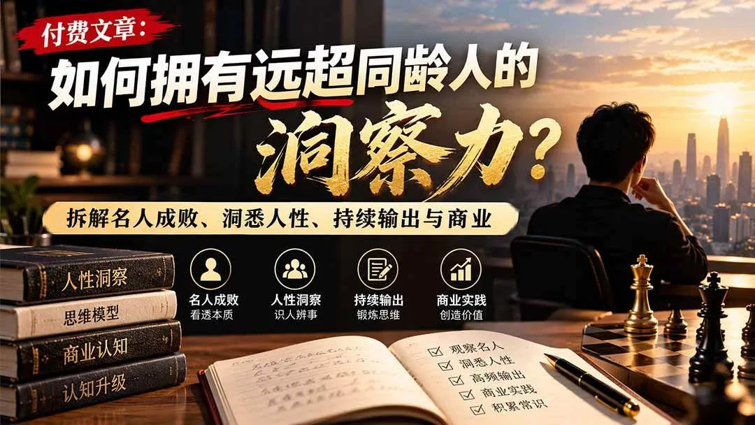 （21025期）付费文章：如何拥有远超同龄人的洞察力？拆解名人成败、洞悉人性、持续输出与商业实践-小优资源网