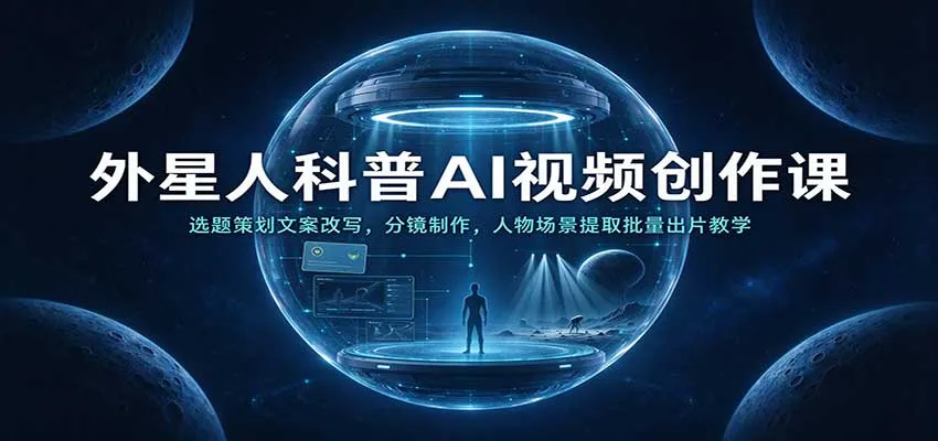 外星人科普AI视频创作课：选题策划文案改写，分镜制作，人物场景提取批量出片教学-小优资源网