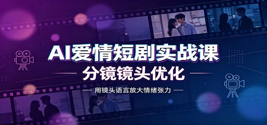AI爱情短剧实战课：故事剧本创作，分镜镜头优化，智能体提示词-小优资源网