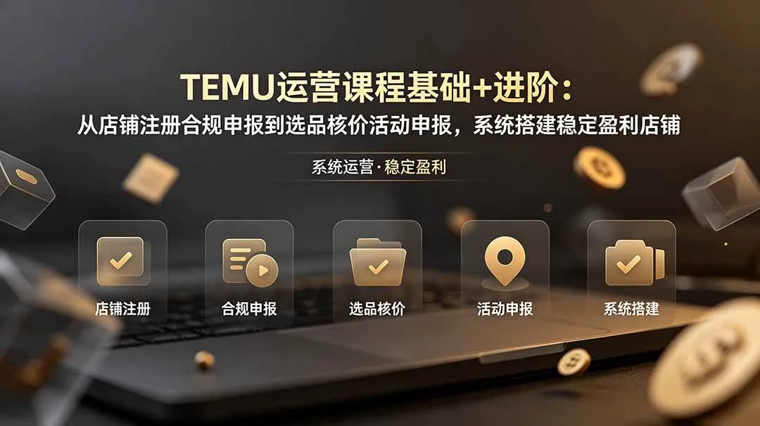 （19081期）TEMU运营课程（基础+进阶）：从店铺注册合规申报到选品核价活动申报，系统搭建稳定盈利店铺-小优资源网