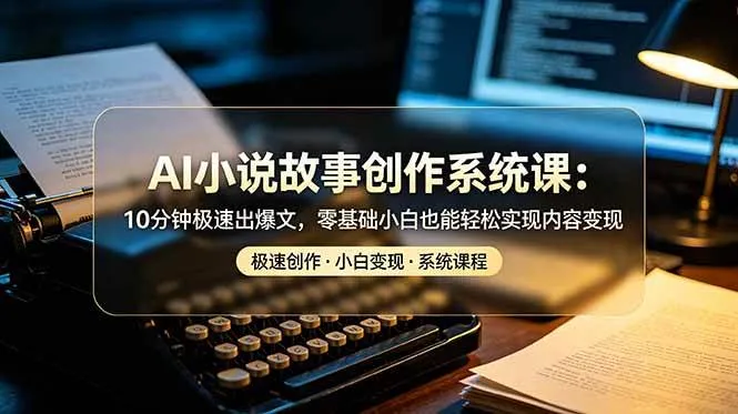 （19053期）AI小说故事创作系统课：10分钟极速出爆文，零基础小白也能轻松实现内容变现-小优资源网