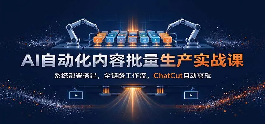 AI自动化内容批量生产实战课：系统部署搭建，全链路工作流，ChatCut自动剪辑-小优资源网