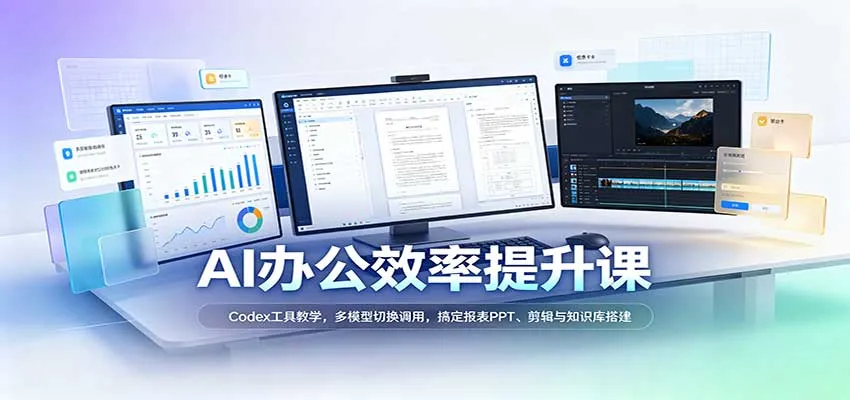 AI办公效率提升课：Codex工具教学，多模型切换调用，搞定报表PPT、剪辑与知识库搭建-小优资源网