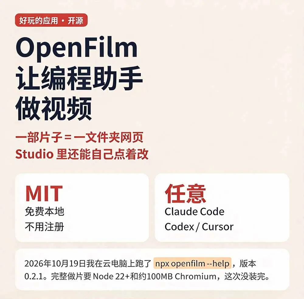 (21150期)我跪下来了!不会剪辑也能做短视频宣传片? AI 一键把素材变成完整视频,真是神奇,OpenFilm 超省事 (21150期)我跪下来了!不会剪辑也能做短视频宣传片? AI 一键把素材变成完整视频,真是神奇,OpenFilm 超省事