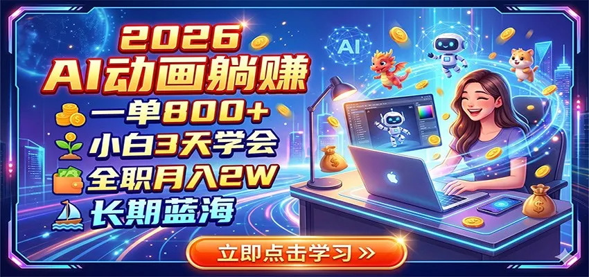 2026 AI动画躺赚:一单800+,小白3天学会,全职月入2W,长期蓝海-小优资源网