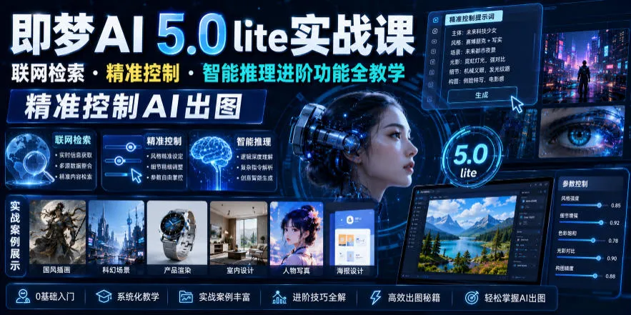 即梦AI 5.0 lite实战课,联网检索・精准控制・智能推理进阶功能全教学,精准控制AI出图-小优资源网