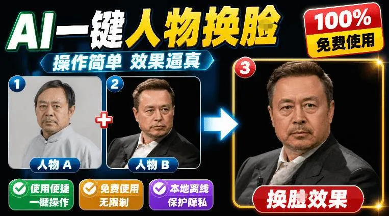 （19012期）纯离线本地运行！AI一键人物lian部替换软件，支持图片换lian，效果逼真，最便捷换lian工具FaceSwap-小优资源网