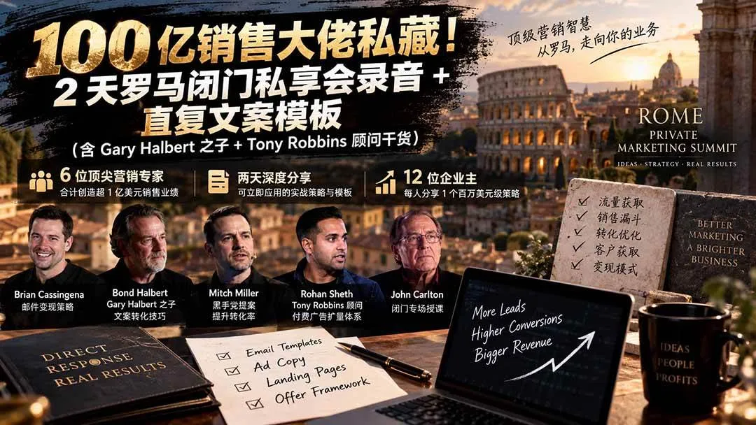 (20593期)100亿销售大佬私藏-无水印!2天罗马闭门私享会录音+直复文案模板【原创双语字幕】 (20593期)100亿销售大佬私藏-无水印!2天罗马闭门私享会录音+直复文案模板【原创双语字幕】