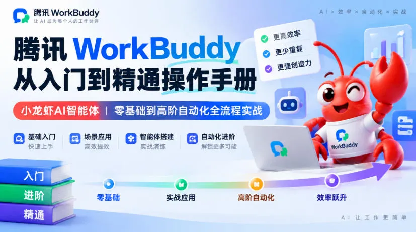 腾讯WorkBuddy从入门到精通操作手册｜小龙虾AI智能体，零基础到高阶自动化全流程实战【文档】-小优资源网
