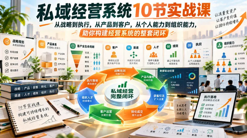 私域经营系统10节实战课,从战略到执行,从产品到客户,从个人能力到组织能力,助你构建经营系统的整套闭环-小优资源网