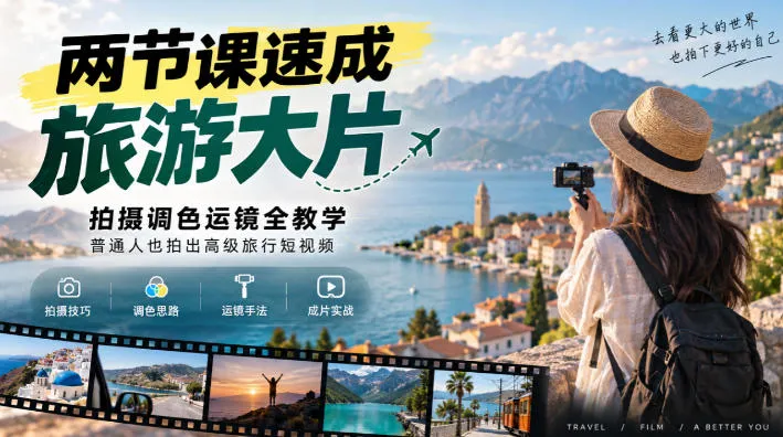 两节课速成旅游大片|拍摄调色运镜全教学,普通人也拍出高级旅行短视频 两节课速成旅游大片|拍摄调色运镜全教学,普通人也拍出高级旅行短视频