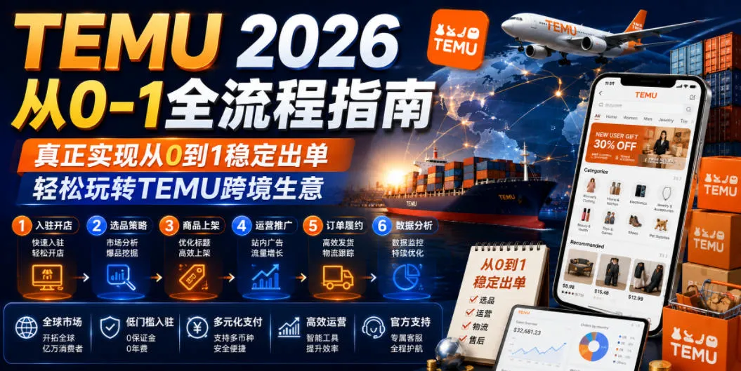 TEMU 2026从0-1全流程指南,真正实现从0到1稳定出单,轻松玩转TEMU跨境生意-小优资源网