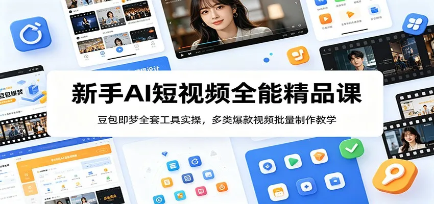 新手AI短视频全能精品课：豆包即梦全套工具实操，多类爆款视频批量制作教学-小优资源网