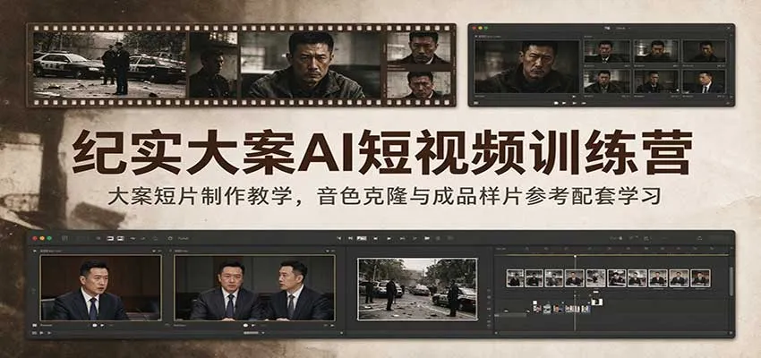 纪实大案AI短视频训练营:大案短片制作教学,音色克隆与成品样片参考配套学习 纪实大案AI短视频训练营:大案短片制作教学,音色克隆与成品样片参考配套学习