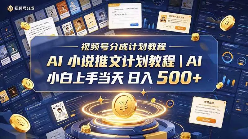 (20937期)最新视频号分成计划教程|AI 小说推文,小白上手当天日入 500+ (20937期)最新视频号分成计划教程|AI 小说推文,小白上手当天日入 500+