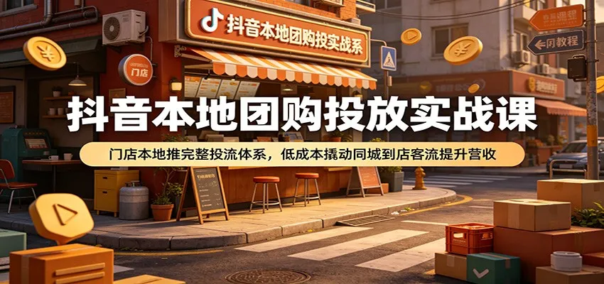 抖音本地团购投放实战课:门店本地推完整投流体系,低成本撬动同城到店客流提升营收-小优资源网