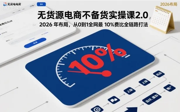 无货源电商不备货实操课2.0,2026年布局,从0到1全网最低10%费比全链路打法【更新26年6月16日】 无货源电商不备货实操课2.0,2026年布局,从0到1全网最低10%费比全链路打法【更新26年6月16日】