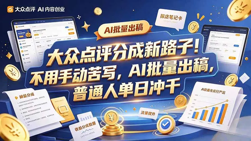 (20983期)大众点评副业新玩法,工具提效解放双手,批量做笔记,单日可破千-小优资源网
