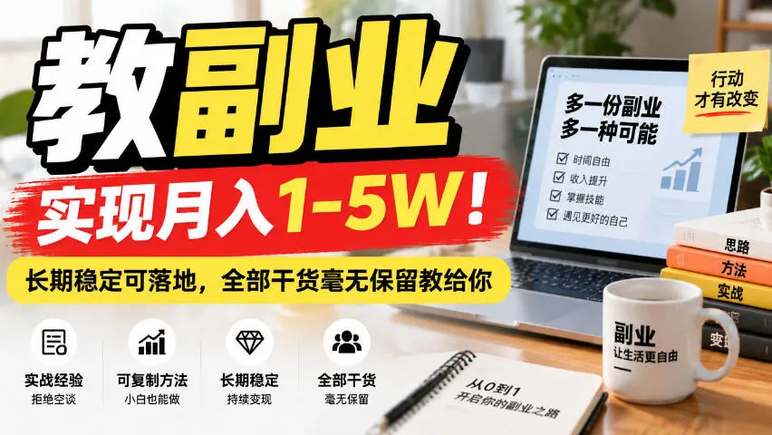 “教副业”实现月入1-5W！长期稳定可落地，全部干货毫无保留教给你【揭秘】-小优资源网