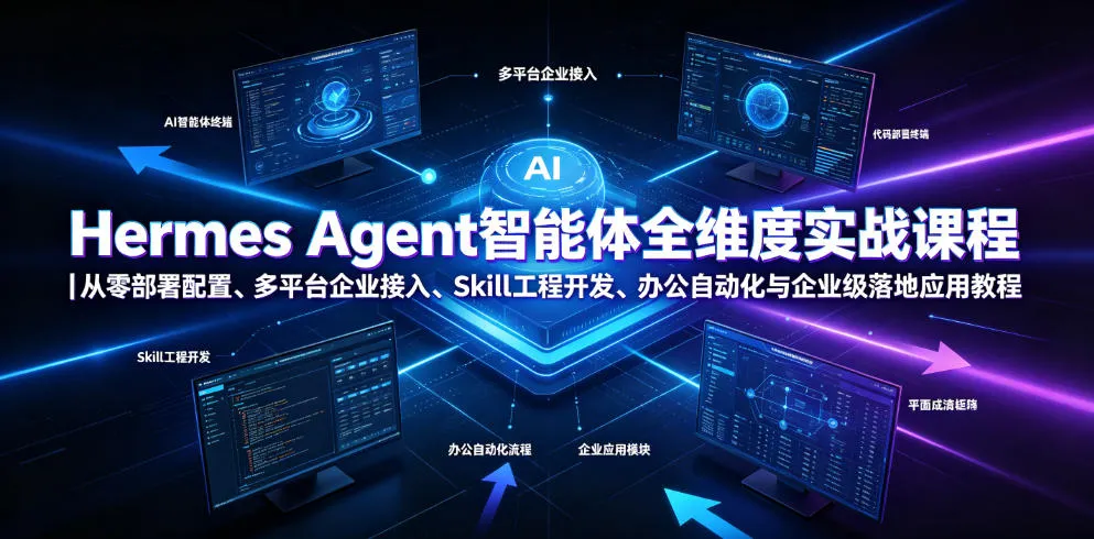 Hermes Agent智能体全维度实战课程|从零部署配置、多平台企业接入、Skill工程开发、办公自动化与企业级落地应用教程-小优资源网