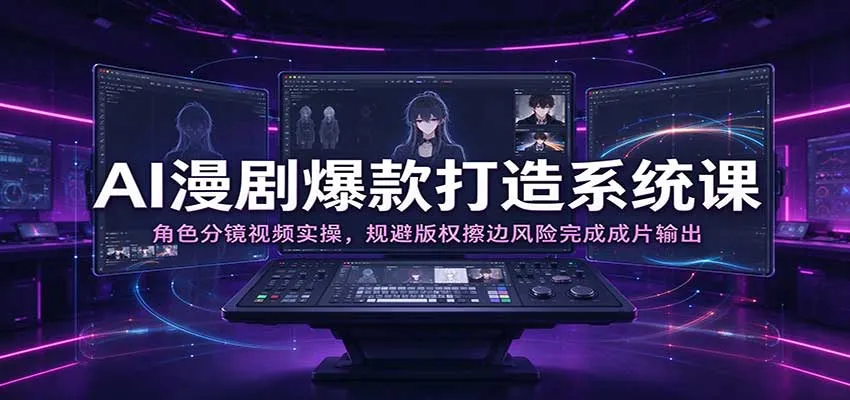 AI漫剧爆款打造系统课：角色分镜视频实操，规避版权擦边风险完成成片输出-小优资源网