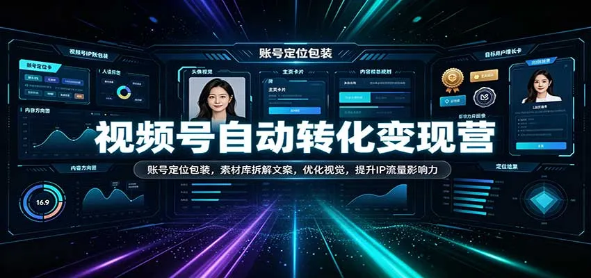 视频号自动转化变现营:账号定位包装,素材库拆解文案,优化视觉,提升IP流量影响力-小优资源网