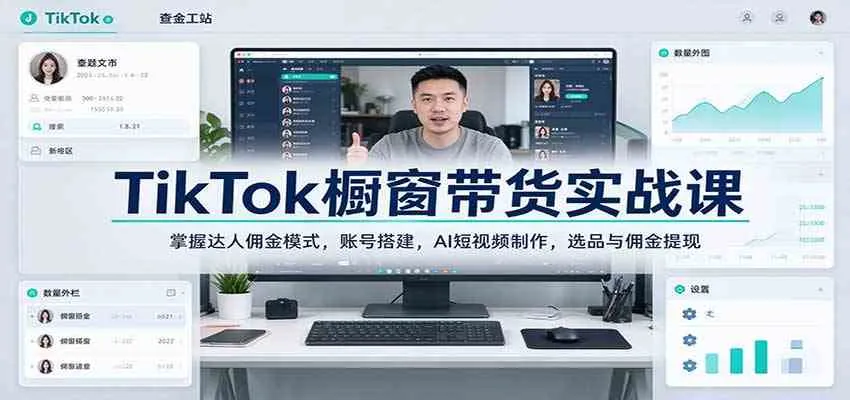TikTok橱窗带货实战课:掌握达人佣金模式,账号搭建,AI短视频制作,选品与佣金提现-小优资源网