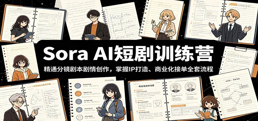 Sora AI短剧训练营：精通分镜剧本剧情创作，掌握IP打造、商业化接单全套流程-小优资源网