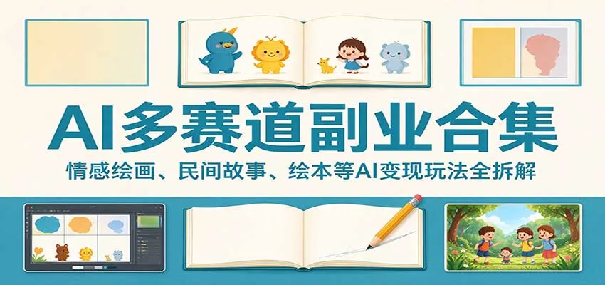 AI多赛道副业合集：情感绘画、民间故事、绘本等AI变现玩法全拆解-小优资源网