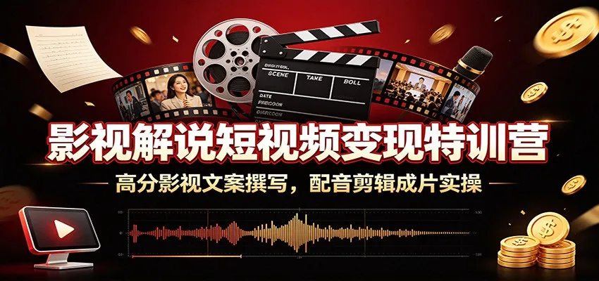 影视解说短视频变现特训营：高分影视文案撰写，配音剪辑成片实操-小优资源网