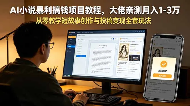 AI小说暴利搞钱项目教程，大佬亲测月入1-3万，从零教学短故事创作与投稿变现全套玩法-小优资源网